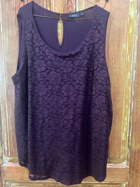 Apt. 9 Purple Lace Overlay Sleeveless Tank Top